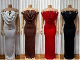 One Shoulder Metal-Buckle Maxi Dress  GMYU-11185