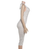 Polka Dots Print Backless Romper GYME-K6Q08075A
