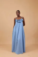 Solid Color Floral Print Maxi Dress GADE-10388