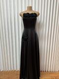 3D Rose Backless Maxi Dress  GMYU-95651