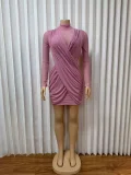 Long Sleeve Mesh See Through Mini Dress GMYU-10228