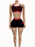 VIP1 Letter Print Tank Top Shorts 2 Piece Set GFCF-1486