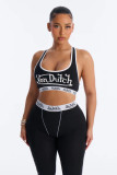 VIP1 Letter Print Sleeveless Tank Top 2 Piece Pants Set GFCF-1485