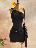 Slash Shoulder Ruched Mini Dress GZIY-6387