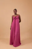 Solid Color Floral Print Maxi Dress GADE-10388