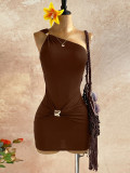Slash Shoulder Ruched Mini Dress GZIY-6387
