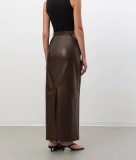 PU Leather High Waist Split Long Skirt GPBY-SK8327