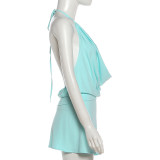 Sleeveless One Shoulder Backless Two Piece Skirts Set GYME-K6S06124A