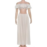 Solid Color Wrap Chest Top Long Skirt Suit GYME-K6S09155A
