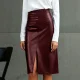 High Waist PU Leather Split Mid-Skirts GPBY-SK8216