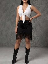 Solid Color Tassel Mid-Skirts GZIY-6388