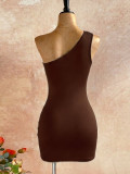 Slash Shoulder Ruched Mini Dress GZIY-6387