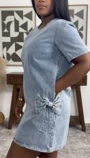 Fashion Denim Loose Short Sleeve Mini Dress GADE-6771