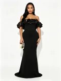 Ruffles One Shoulder Fishtail Dress  GMYU-11372