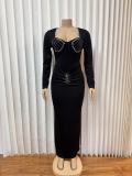Hot Drill Square Neck Maxi Dress GMYU-9221
