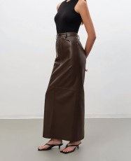 PU Leather High Waist Split Long Skirt GPBY-SK8327