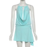 Sleeveless One Shoulder Backless Two Piece Skirts Set GYME-K6S06124A