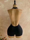 Deep V Neck Backless Solid Romper GZIY-6381