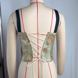 Print Tie Up Fishbone Sling Tank Tops GPBY-VE729