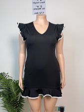 Plus Size Ruffles Sleeveless Solid Color Mini Dress GAWE-6763