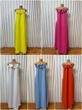 Solid Color Floral Print Maxi Dress GADE-10388