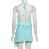 Sleeveless One Shoulder Backless Two Piece Skirts Set GYME-K6S06124A