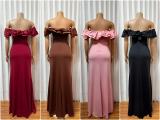 Ruffles One Shoulder Fishtail Dress  GMYU-11372