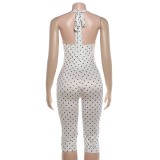 Polka Dots Print Backless Romper GYME-K6Q08075A