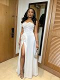 3D Rose Backless Maxi Dress  GMYU-95651