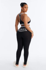 VIP1 Letter Print Sleeveless Tank Top 2 Piece Pants Set GFCF-1485
