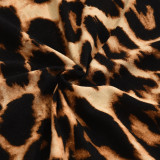 Leopard Print Backless Tie Up Maxi Dress GYHF-32610DBY