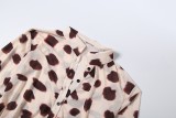 Print Lapel Flare Long Sleeve Mini Dress GYME-K6D08942A