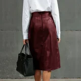 High Waist PU Leather Split Mid-Skirts GPBY-SK8216