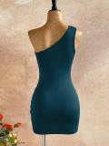 Slash Shoulder Ruched Mini Dress GZIY-6387