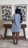 Fashion Denim Loose Short Sleeve Mini Dress GADE-6771