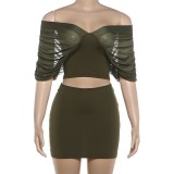 One Shoulder Top Two Piece Skirts Set GYME-K6S06871A