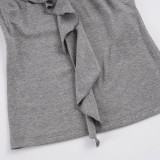 Solid Color V Neck Ruched Top GPKJ-MR49689