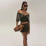 One Shoulder Top Two Piece Skirts Set GYME-K6S06871A