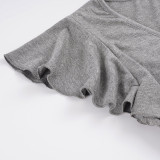 Solid Color V Neck Ruched Top GPKJ-MR49689