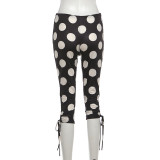 Polka Dot Print Drawstring Seventh Pants GYME-K6P08267A