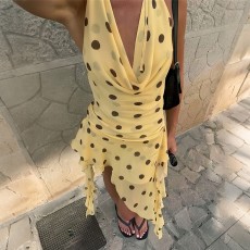 Polka Dot Print Mesh Mini Dress GYME-K6D09570A