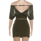 One Shoulder Top Two Piece Skirts Set GYME-K6S06871A