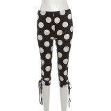 Polka Dot Print Drawstring Seventh Pants GYME-K6P08267A