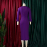 Plus Size 3D Flowers Ruffles Midi Dress GATE-612
