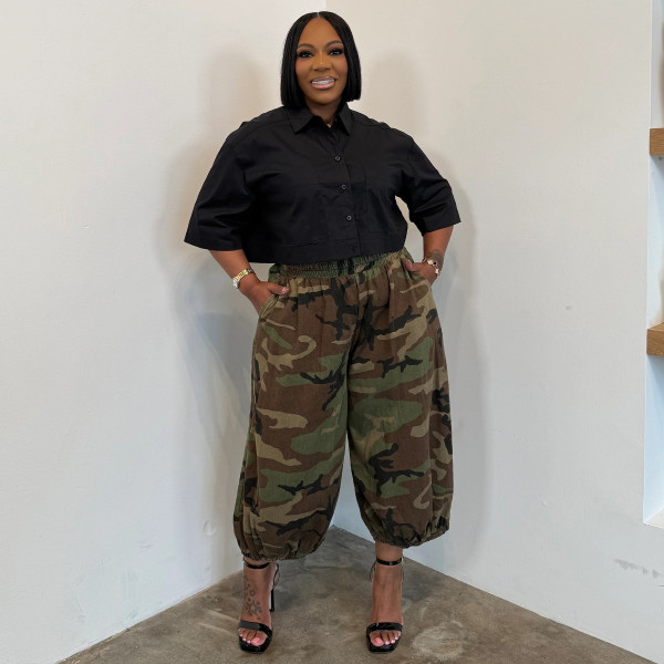 Plus Size Camouflage Print Loose Pants NNWF-8164