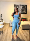 Contrast Color Sleeveless Sport Two Piece Pants Set BMF-888