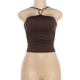 Solid Color Halterneck Tank Tops GZJQ-K6B08952A