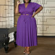 Plus Size Ruffles Sleeve Tie Up Maxi Dress NNWF-8185