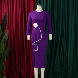 Plus Size 3D Flowers Ruffles Midi Dress GATE-612