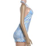 Print Halterneck Backless Romper GZJQ-K6Q08064A